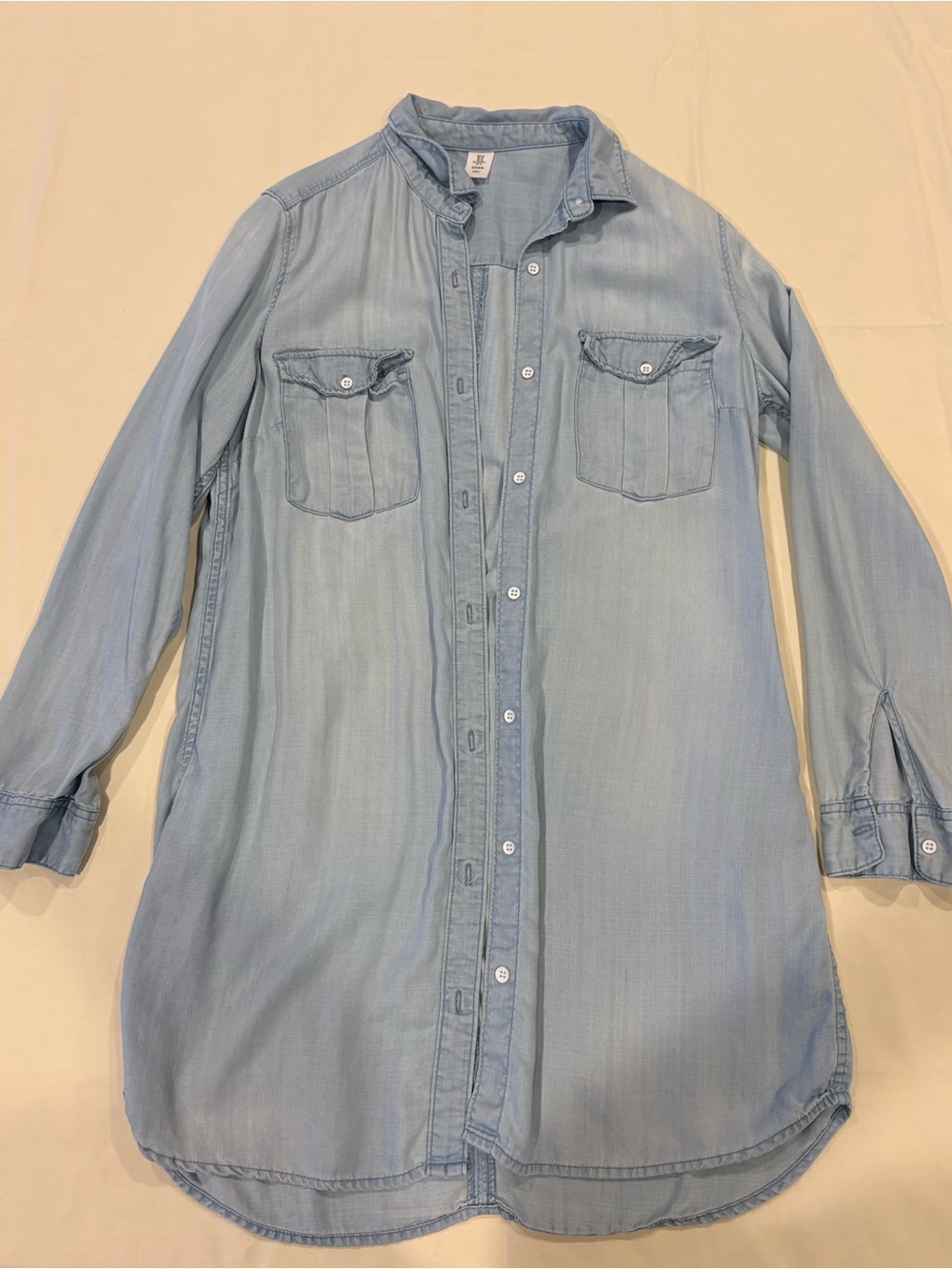 Light Blue Women's Denim Tunic Button-Down